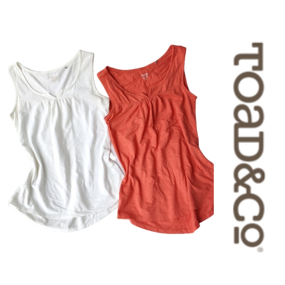 Toad & Co. Coral/White Tank Top Organic Cotton XS